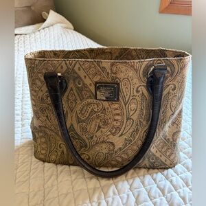 Etienne Aigner Paisley Tote - Tan and Brown